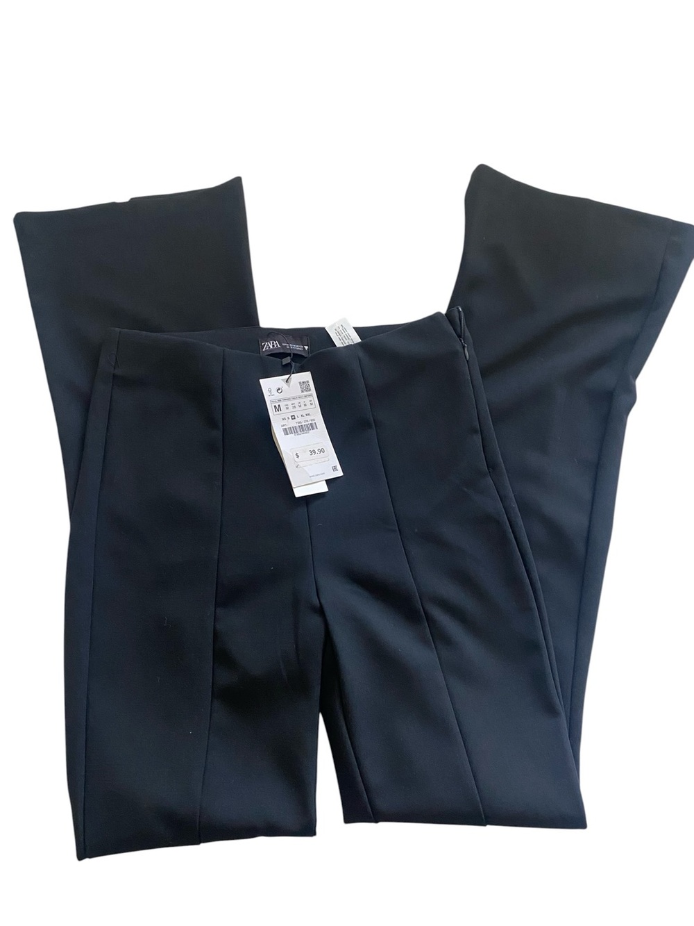 Zara Black High-Rise Pleated flare Trousers